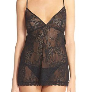 Natori - Feathers Babydoll Chemise - Black/Small